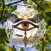 1pc 2D Ancient Egyptian Pharaoh's Eye Mandala Rotating Wind Chime - Metal Outdoor Garden Decor with 360° Rotating Hook, No Electricity Needed