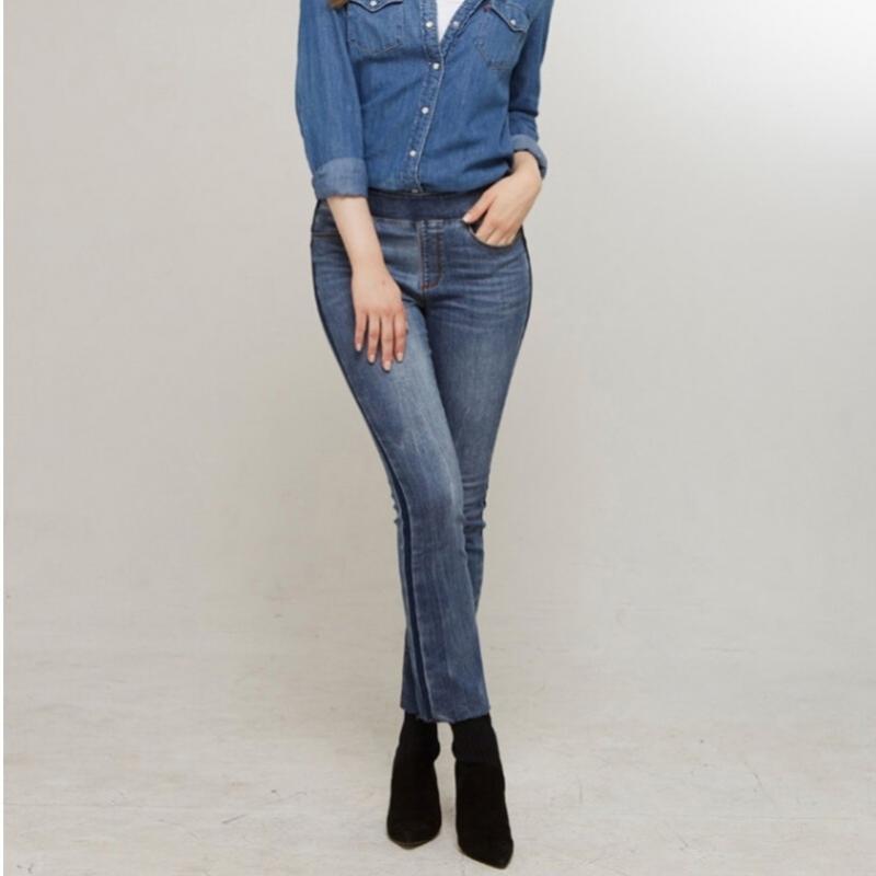 Baiyu Women Washed Banding Denim Pants Dwlw