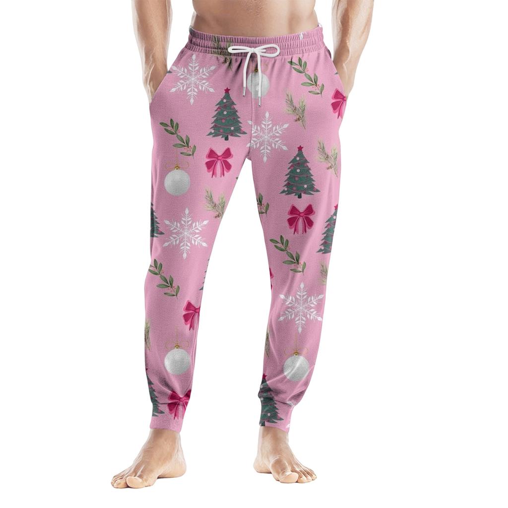 Men's Drawstring Pocket Casual Pants, Checkered Striped Printed Pocket Casual Pants, Home Sleeping Pants