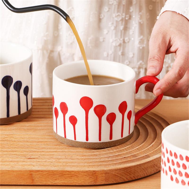 Nordische Keramik Kaffee Tee Tasse Verbrühschutz Milch Frühstückstasse Porzellan Espressotassen Büro Heimgebrauch Kreatives Geburtstagsgeschenk