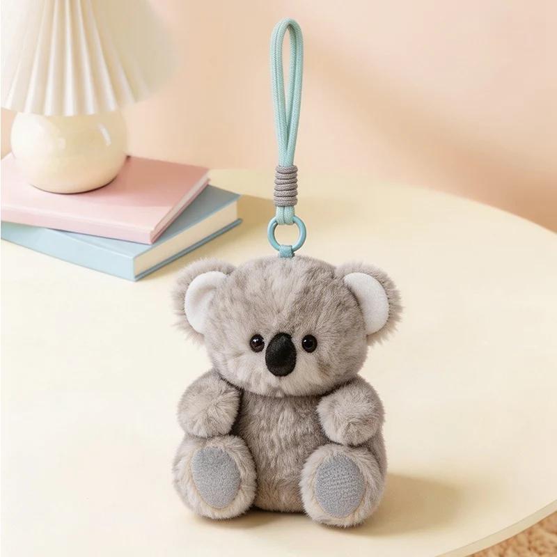 Niedlicher Tier-Plüschtier-Schlüsselanhänger Weicher Flauschiger Koalabär Pinguin Ente Stofftier-Anhänger Kawaii Tasche Anhänger Für Mädchen Geburtstagsgeschenke 15cm beige