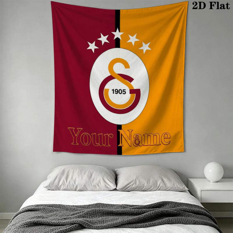 Galatasaray S.K Custom Name Wall Tapestry Aesthetic Wall Hanging Printed Fabric Blanket Decorative Tapestries for Bedroom Living Room Home Decor