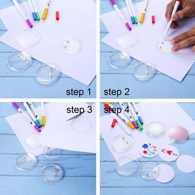 Blank Acrylic DIY Button Pins 10 PCS Transparent Badge Set for Small Business Custom Pin Making Supplies