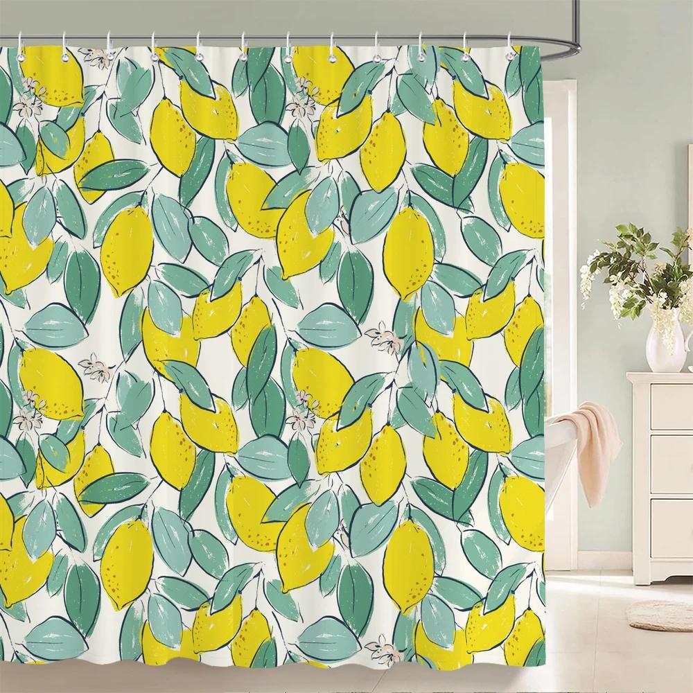Cute Fruit Pattern Shower Curtain with Hooks   Fresh & Playful Decor for Bathrooms, Reinforced Eyelets & Easy to Clean