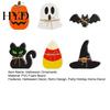 Wooden Halloween Decorations 6Pcs Tiered Tray Decor, Ghost Black Cat Mummy Figurines, Pumpkin Witch Set Hat Bat Ornaments for Shelf Table, Party