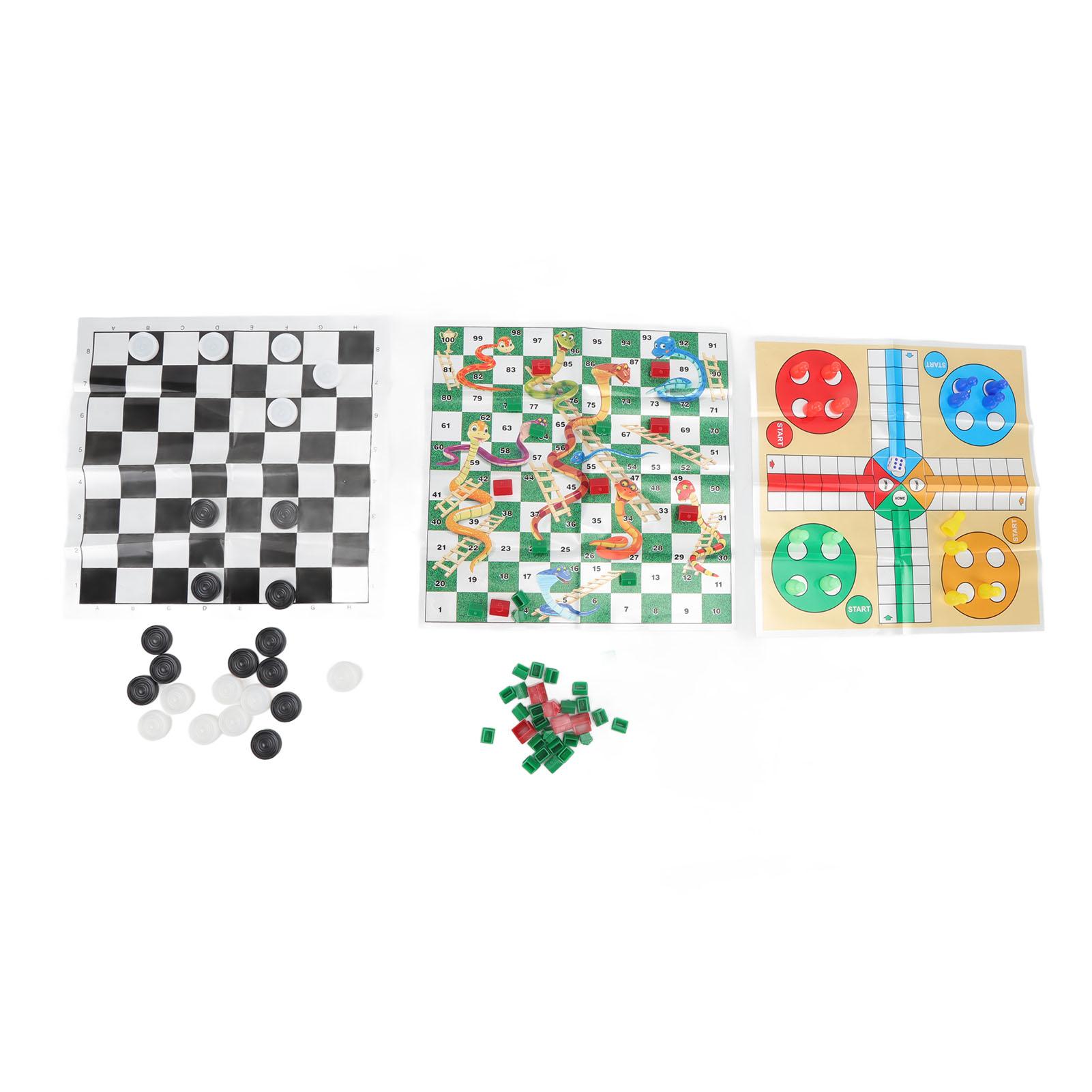 4 in 1 Board Games Set 4 in 1 Board Games Set Clear Pattern Foldable Portable International Checkers Flying Chess for Kids