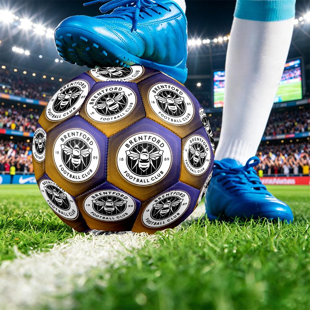 Brentford FootballPrinted Size 5 Soccer Bl, Anti Slip Adult Match Football Souvenir for Football Fans