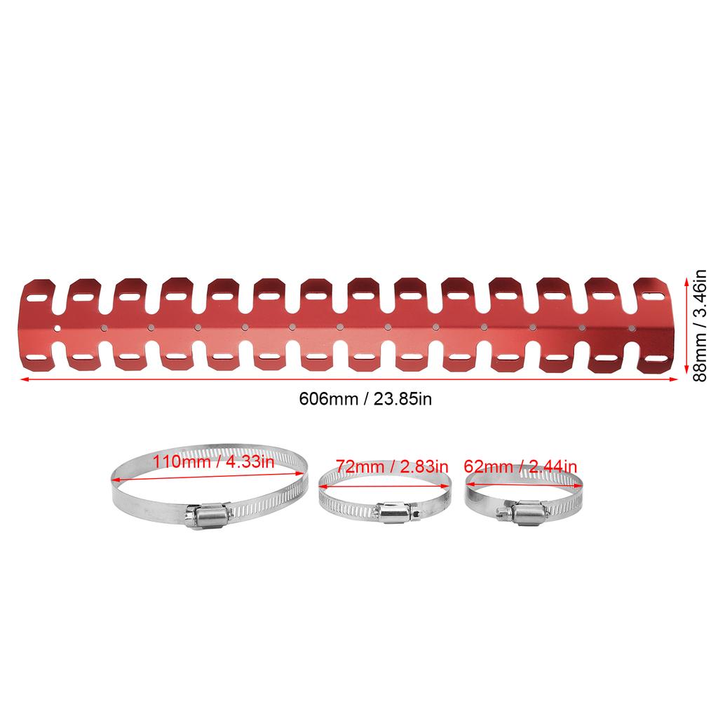 23.85in Exhaust Pipe Heat ive Cover Anti Scald Leg or for Motorcycle(Red )
