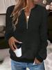 Women Long Sleeve Pullover Top V Neck Half Zip Lightweight Casual Loose Fit Sweatshirt for Daily Wear