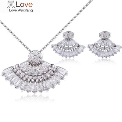 Schmuck Frauen Halskette Ohrringe Set Luxus Qualität Luxe Zubehör Feine Zirkonia Champagner Mode Jewelri Cubic Hohe Großhandel