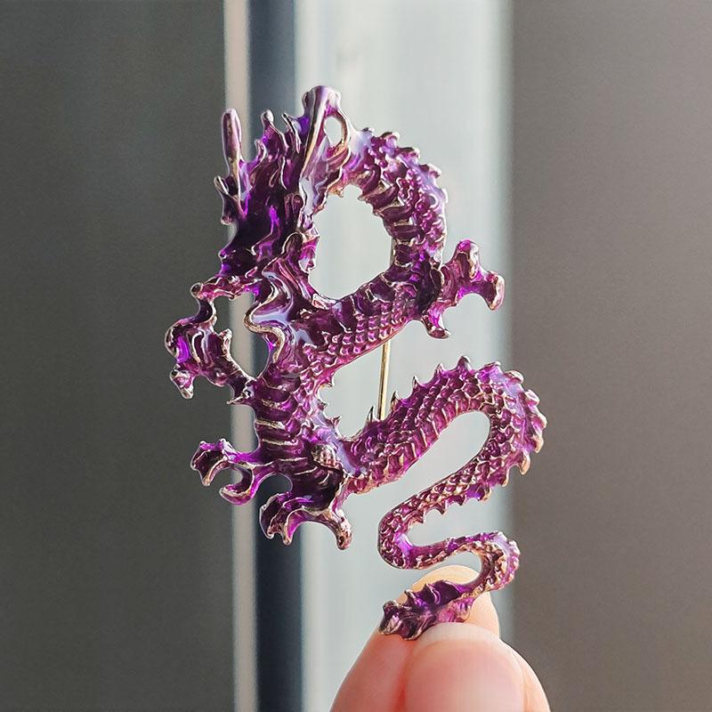 Painted Oil Fashion Chinese Dragon Brooch Brooch Corsage Male and Female Animal Accessories