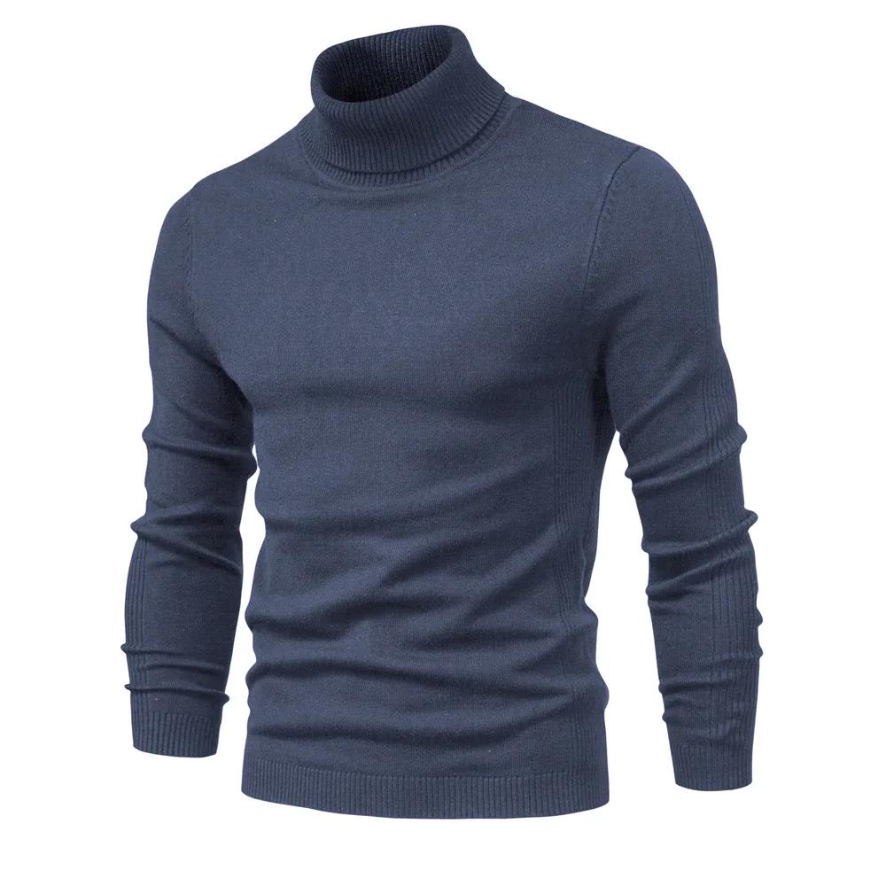 Højhalset Herre Afslappet Flerfarvet Behagelig Strikket Sweater Ny Efterårs- og Vinter Afslappet Herre Ensfarvet Pullover Sweater