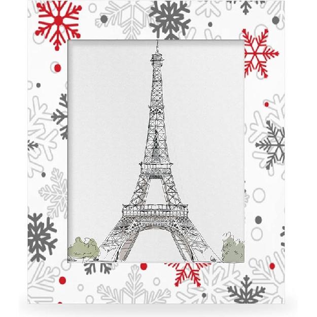 5x7 Picture Frame White Winter Christmas Snowflake Photo Frame for Wall and Tabletop Display Wooden Photo Picture Frame Home Decor