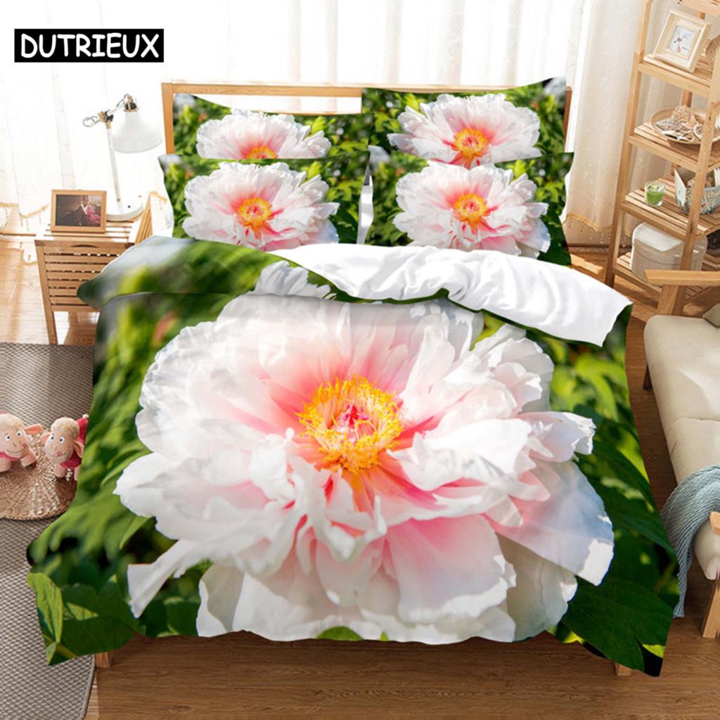 Comforter Pink Rose Bedding Set Linens Quilt Comforter 3D Pillow Case Double Full King Queen Twin Single 3Pcs 2Pcs Home Texile