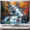 Autumn Forest Scenery Tapestry Wall Hanging Decor Red Leaves Maple River Fall Nature Landscape Tapestry Indoor Home Decorations