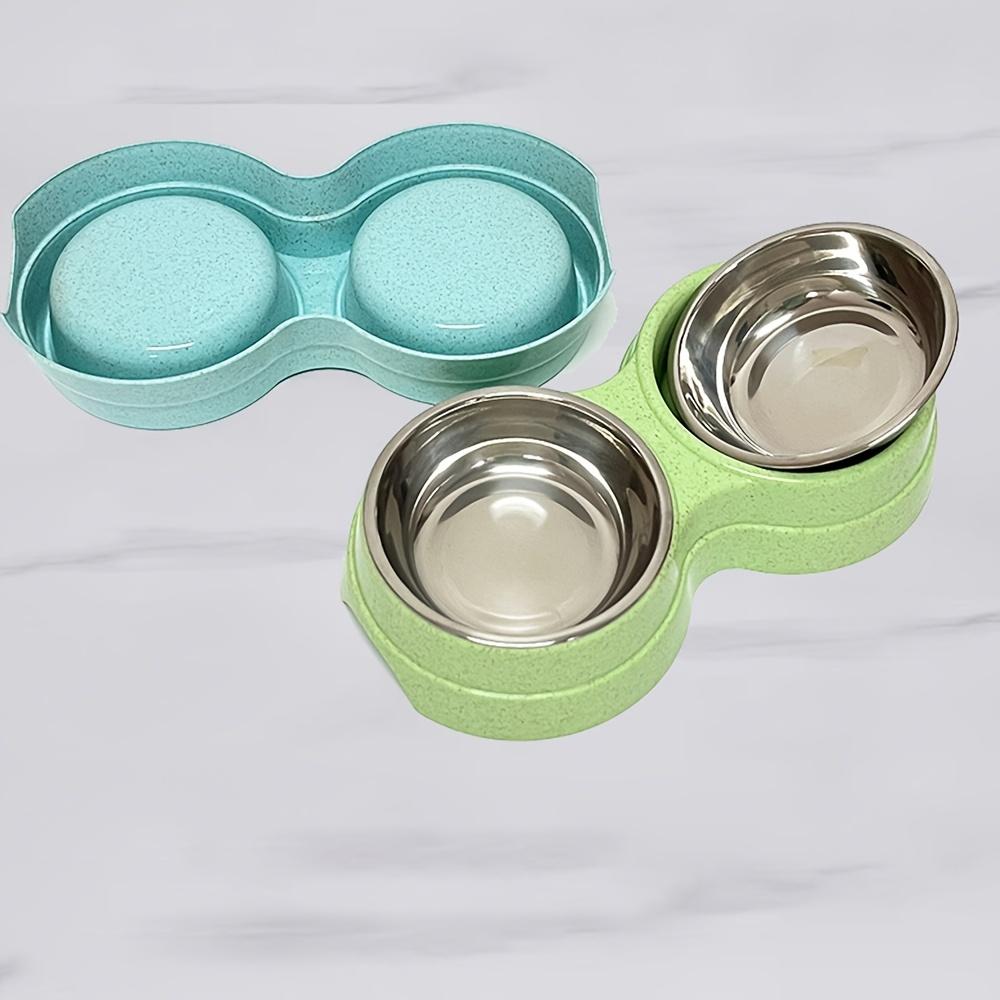 1 PCS Dual Bowl Stainless Steel Double Pet Bowls for Dogs and Cats - Non-Skid Base - Perfect for Food and Water - Easy to Clean