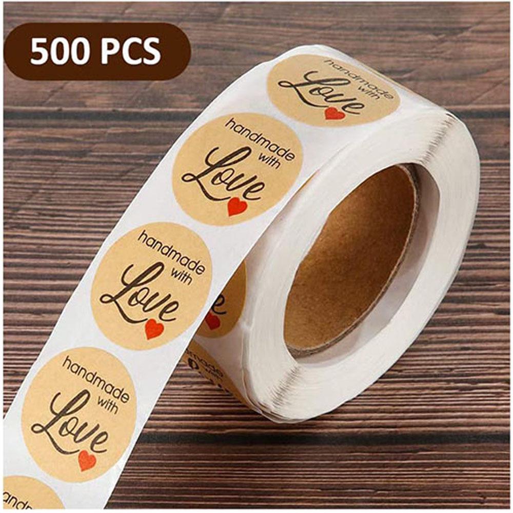 500 Kraft Paper Self-Adhesive Thank You Stickers for Baking Gifts Sealing Labels