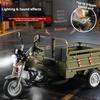 Oversized Alloy Electric Tricycle Model Three-Wheeler Diecast Model with Sound & Light Boys Toy Car Collect Ornament  One Pi