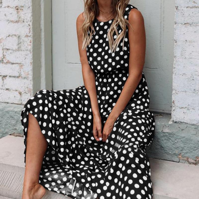 Dámská móda Léto Jaro Jednobarevný potisk Ležérní šaty bez rukávů s výstřihem do O s vysokým pasem