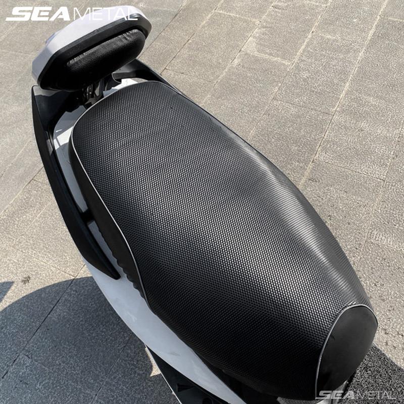 SEAMETAL Leather Motorcycle Seat Cushion Cover Universal Anti-slip Seat Protector Mat Rainproof Sun-proof Wear-resistant