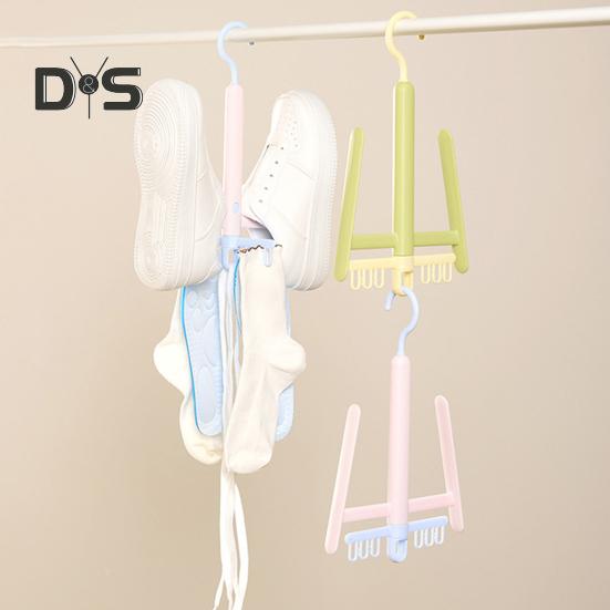 Shoes Drying Rack with 360-Degree Rotating Hook Strong Load-Bearing Windproof Insoles Clip Clothing Rack Hanger