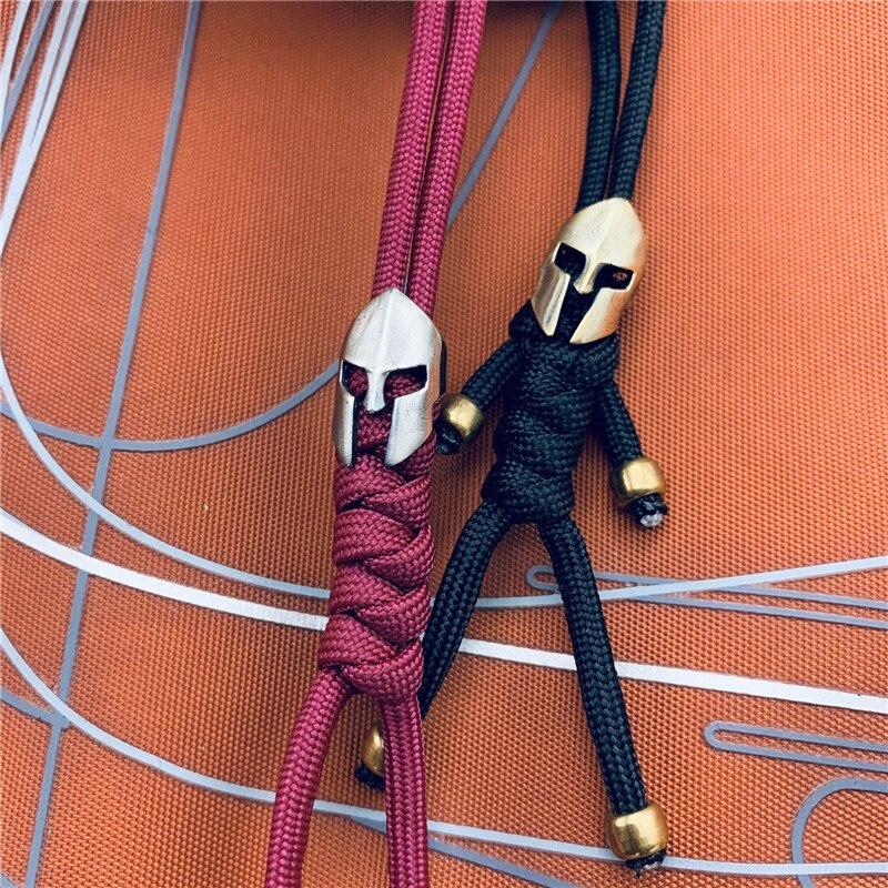 Available Brass Spartan Warrior Helmet Umbrella Rope Knife Bead Jewelry DIY Keychain Lanyard Accessory EDC Tool Pendant