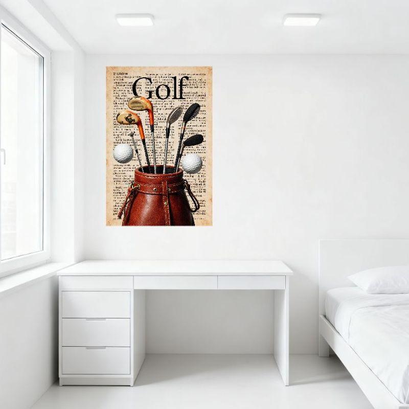 Vintage Golf Collage Metal Tin Sign - Retro Golf Bag, Clubs, Balls & Newspaper Artwork - Man Cave Bar Pub Wall Decor, Home Sport