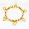 Chain Gold Bracelet Unique Charm Chunky Bracelet Bridal Party Heart Bracelet  Wedding Occasion