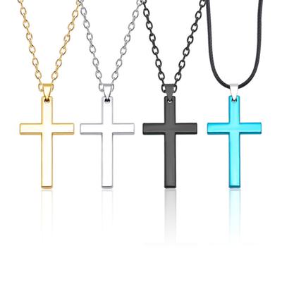 Männer einfache glatte Kreuz Anhänger Kette Halskette Schmuck Geburtstagsgeschenk