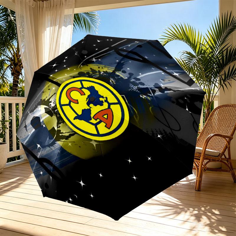 Club America Print Automatic Open Close Umbrella, Portable Foldable Umbrella, for Outdoor Commute Camping Trip, Ideal Birthday Gift