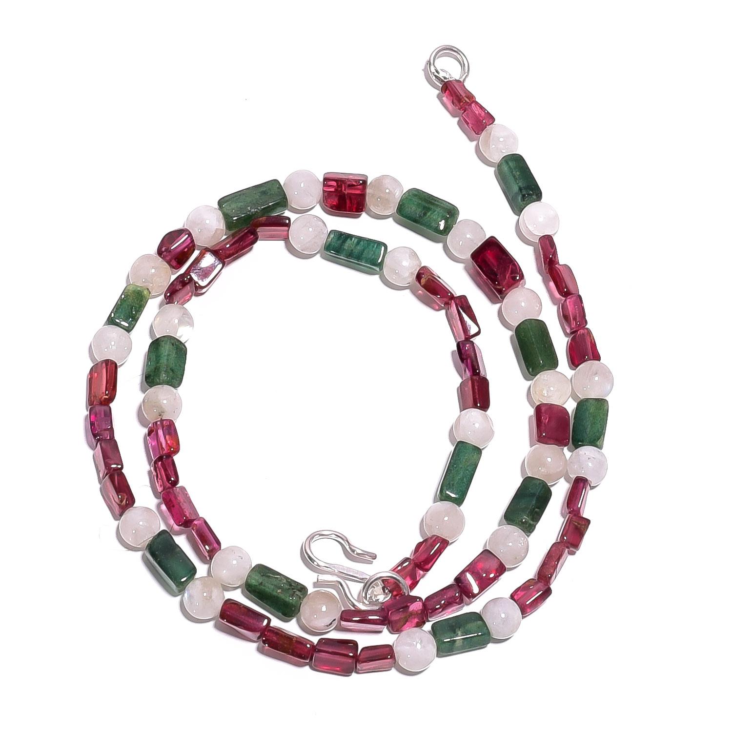 

Натуральный Турмалин Лунный Камень Авантюрин Драгоценный Камень Бусы Ожерелье 17 UB-4893 UB-4893