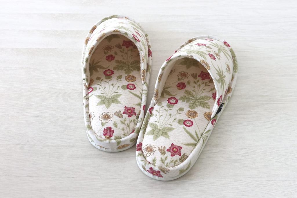 DDintex Best of Morris Outer Stitch BM Slippers, Daisy, Ivory, Approx. 24-26cm