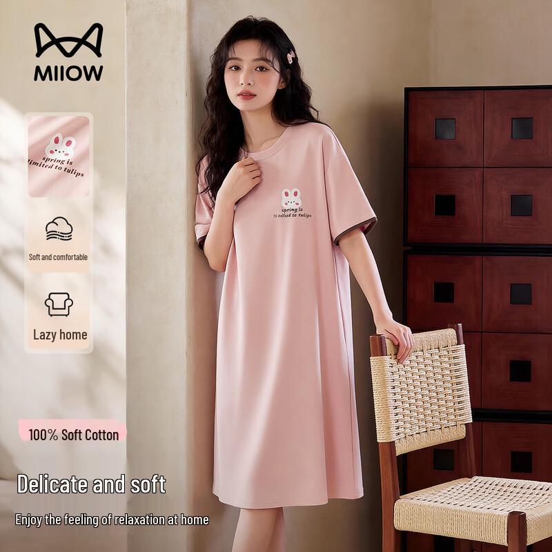 Women s 100% Cotton Short Sleeve Nightgown L