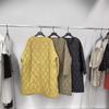 Autumn and winter new down jacket V rhombus light and thin medium and long outer wear casual white duck down loose coat