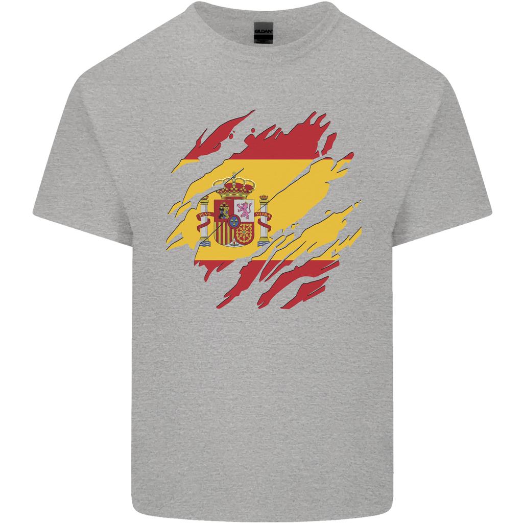 Torn Spain Flag Spanish Day Football Unisexs Light Cotton TShirt