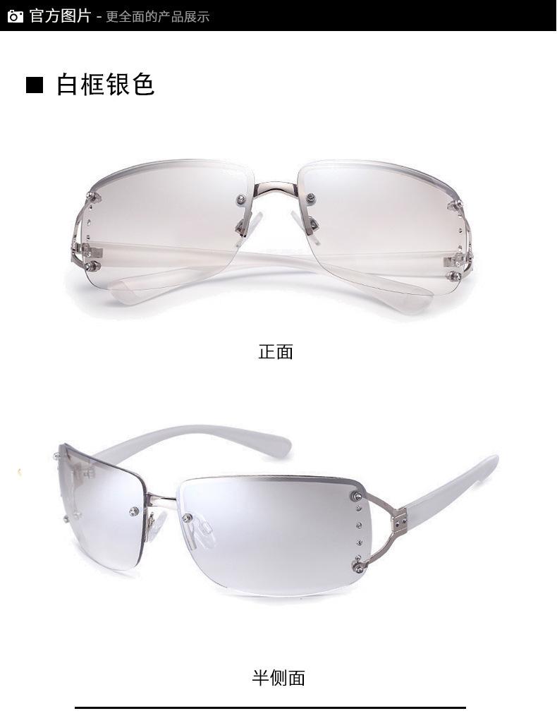 

Солнцезащитные очки без оправы Diamond женские ретро-стиль миллениалов Spice Girls Y2K очки Fashion Box солнцезащитные очки Tide