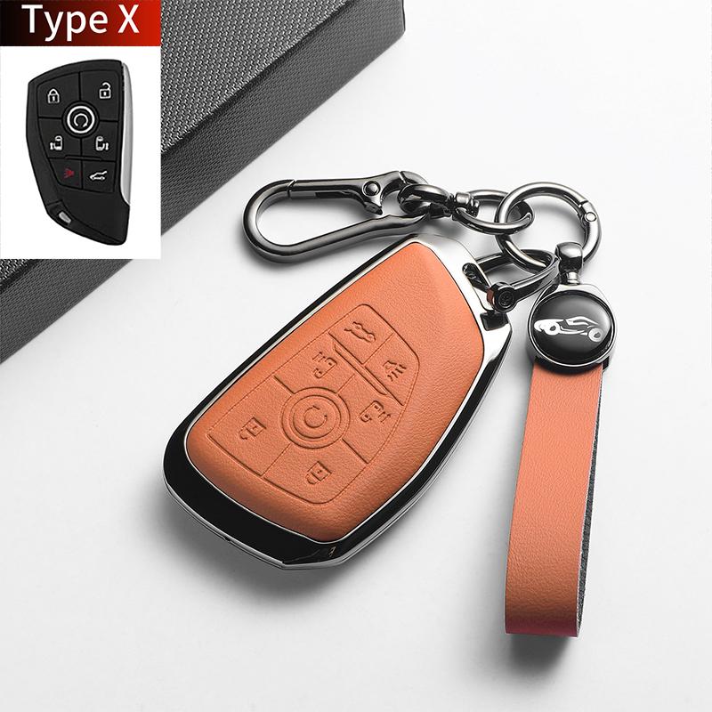 Leather Metal Car Key Case For Envision S Plus Gl8 Lu Zun Phev Century Auto Key Protector Shell Holder Decorative Accessories
