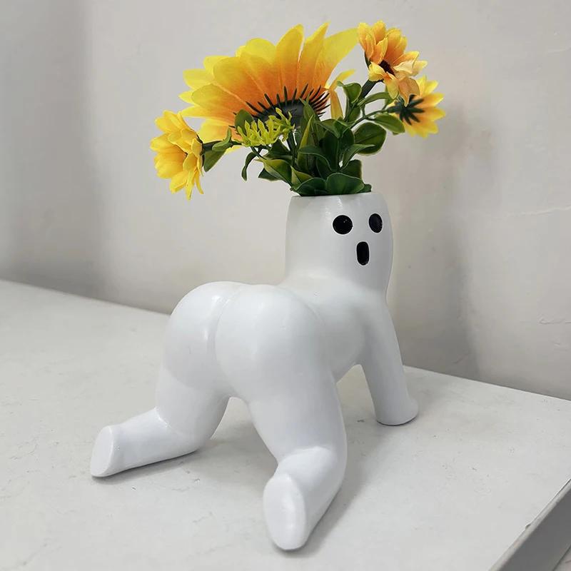Figurines Vases Plastic Indoor Plants Decoration Toilette Vases Nordic Room Decor Jardiniere Monster Flowerpot Jardiniere Mini