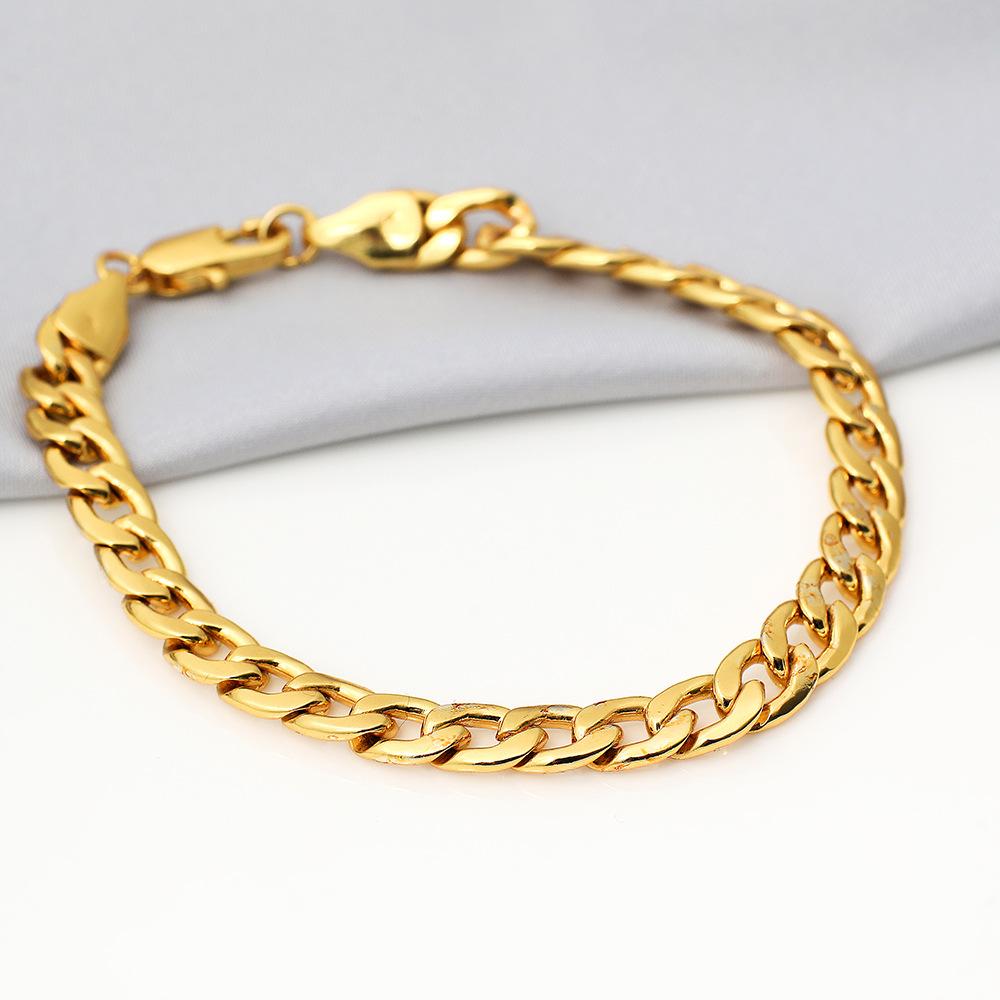 

Имитация цвета 18-каратного золота ЗастежкаТолстый плоский браслет-цепочка кубинского плетения в стиле хип-хоп Рэперские украшения для мужчин и женщин Унисекс украшение подарок золотой
