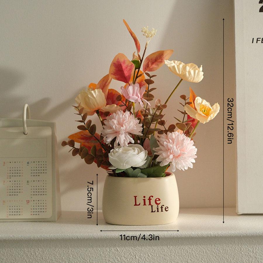 1 Piece of Simulated Flower Pot with Flower Pot Decoration Flower Bouquet Restaurant Desktop High-end Feeling Flower Bouquet