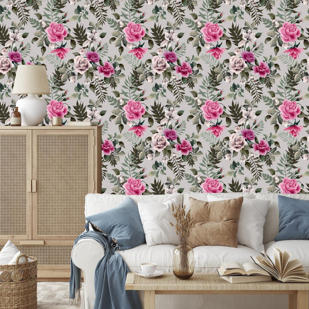 Beautiful colorful roses wallpaper for living room and bedroom 50x1000