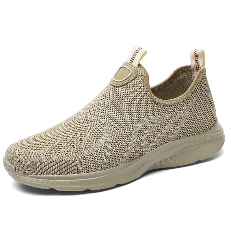 

Slip-On Walking Shoes Men Breathable Hiking Casual Shoes Male Comfortable Loafers Summer All-match Flats Lightweight Mesh Shoes 38 пісочний