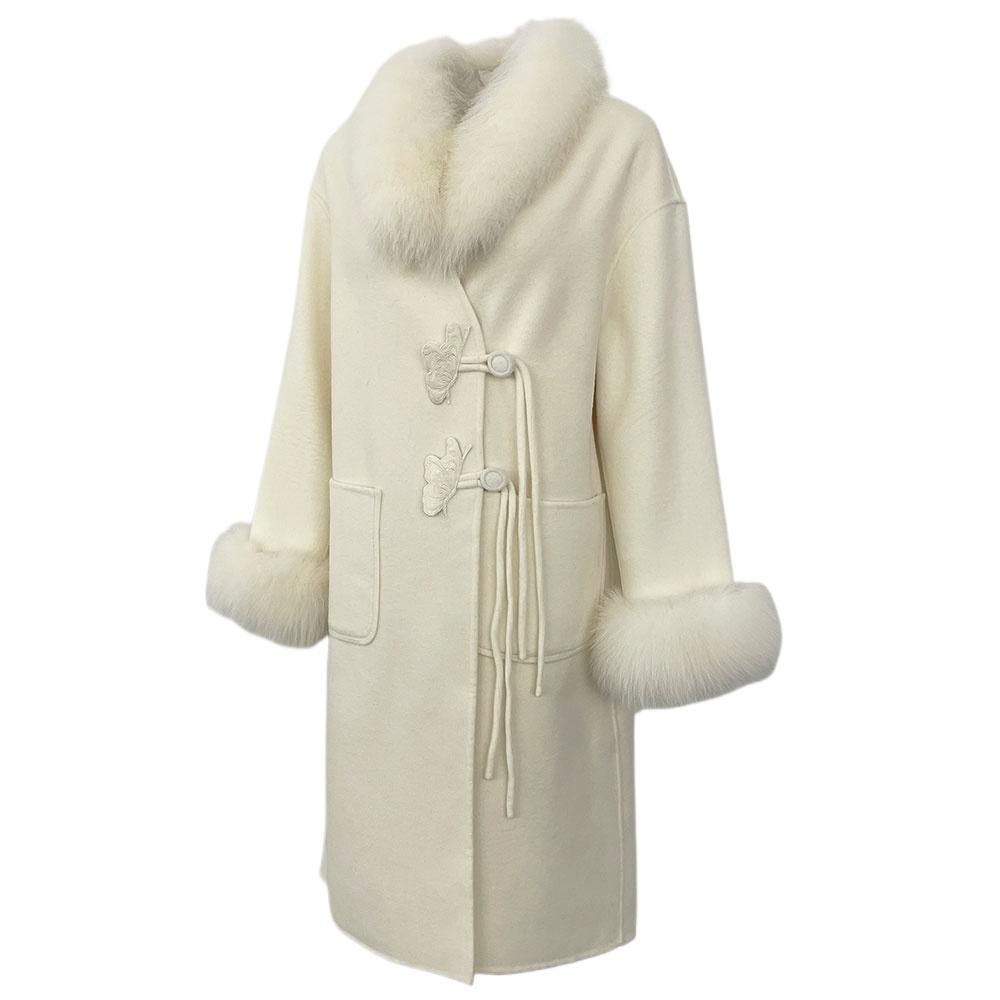 OFTBUY Autumn Winter Jacket Natural Real Big Fox Fur Collar Long Thick Warm Wool Blends Coat Women Outerwear Embroidery Chinese