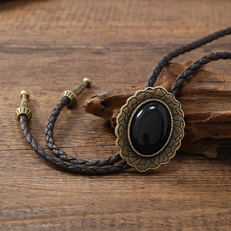Men Bolo Tie Metal Eagle Bird Stone Cowboy Hat Western Necklace Costume Accessory