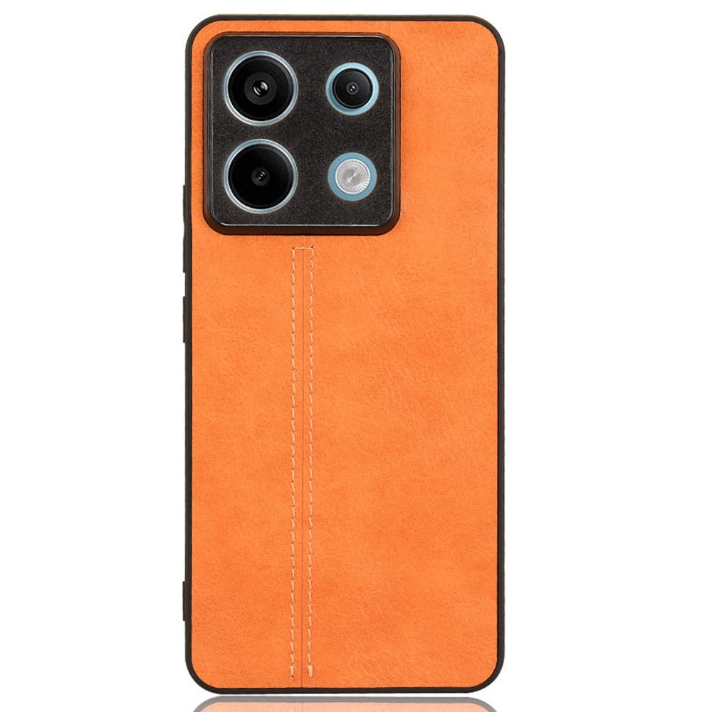 

For Xiaomi Redmi Note 13 Pro 5G/Poco X6 5G Phone Case PU Leather Coated PC+TPU Cover Orange