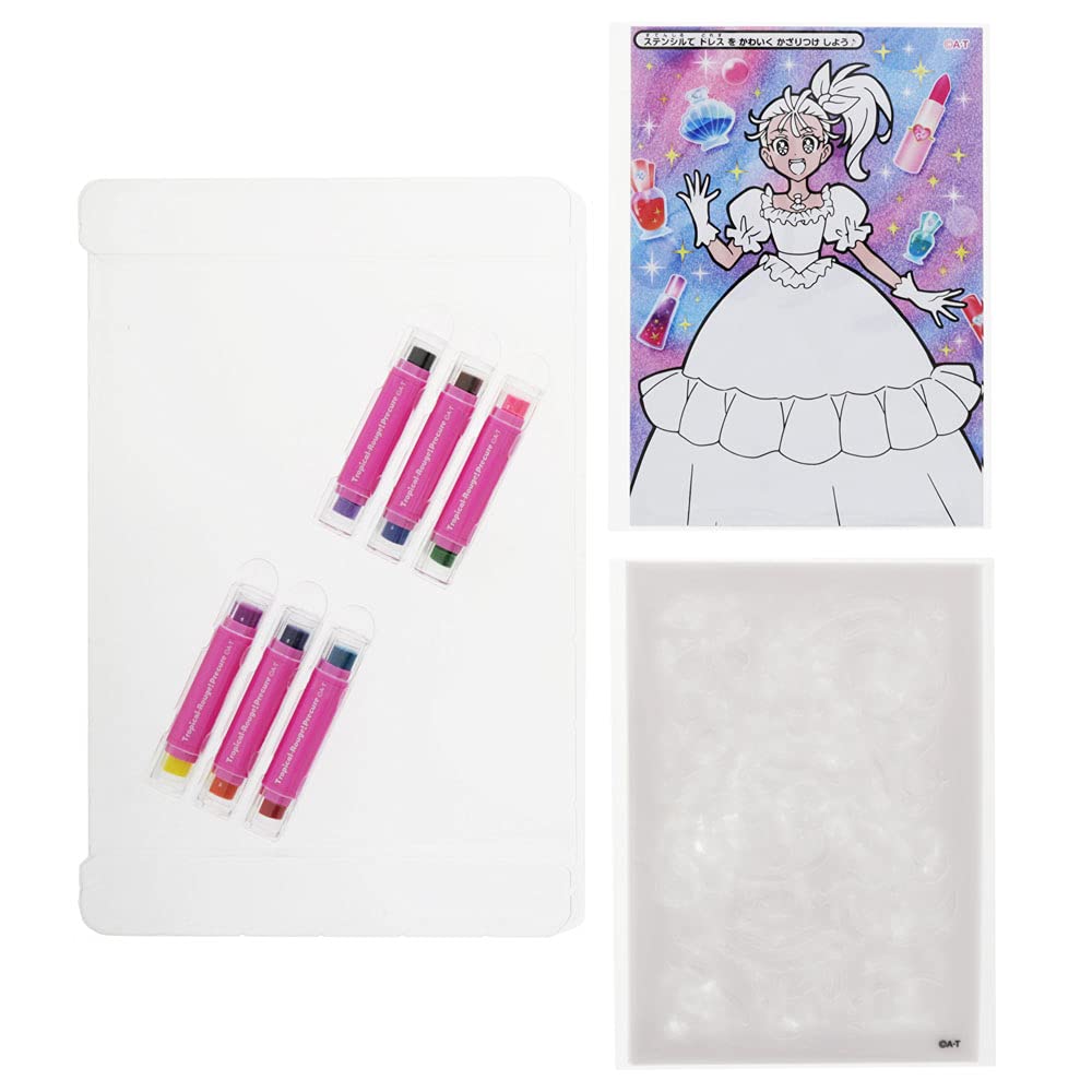 Sunstar Stationery Pompom Stencil Set PreCure 3094320A Tropical-Rouge!