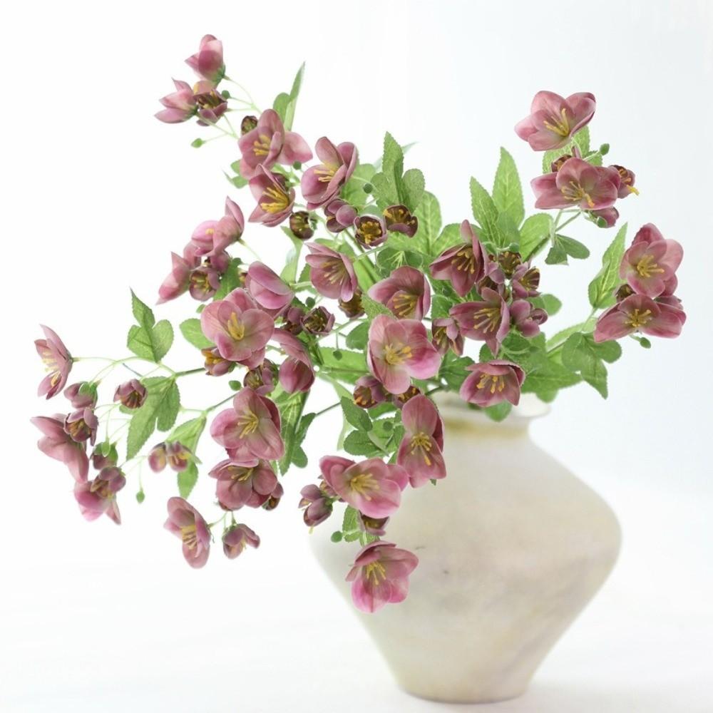 Fiore Artificiale in Seta Realistica 55cm Oggetti di Scena per Foto Rose Invernali in Seta Rami di Elleboro Decorazione per la Casa