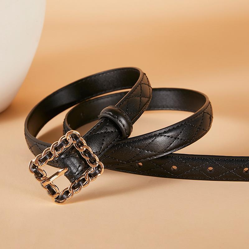 Women'S Belt Leather Fashion Pin Buckle Thin Belt Women'S Casual Decoration Women'S Belt 2.0Cm