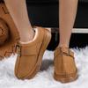 Women Winter Large Size Round Toe Thick Sole Snow Boots Casual Short Tube Thick Velvet Warm Cotton Shoes Solid Color 36-41