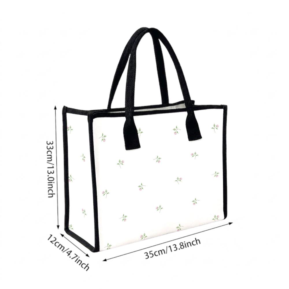 Cute Floral Printed Tote Bag Casual Large Capacity Handbag for Daily Use